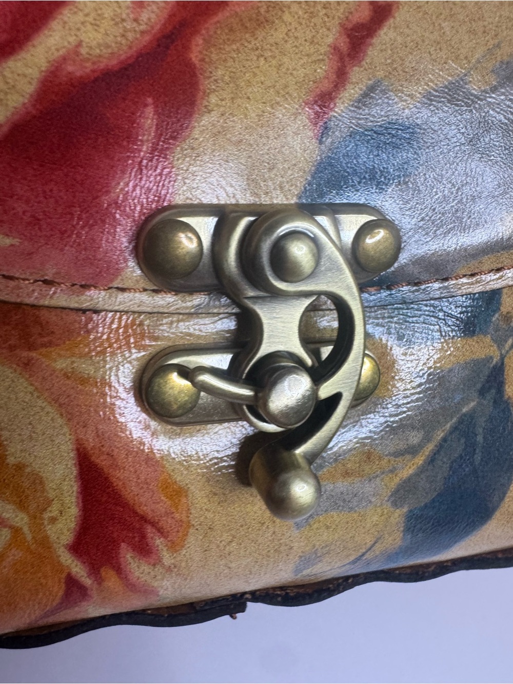 #397 Patricia Nash Lucia Leather Aegean Blooms Floral Multi Crossbody Bag - Picture 5 of 17